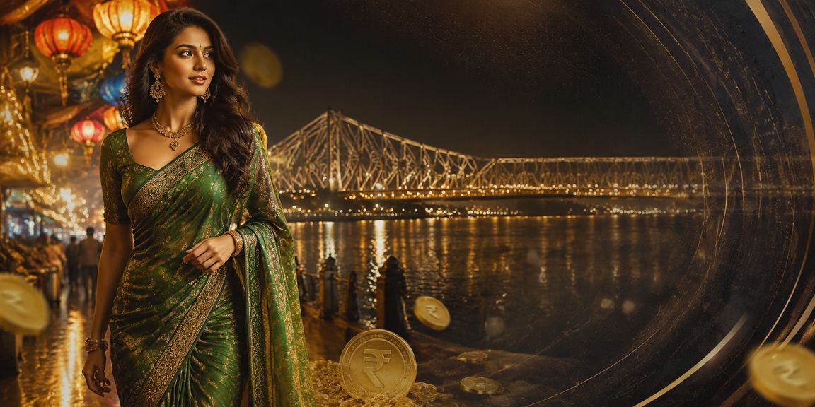 Mobile Andar Bahar gameplay next to Howrah Bridge Kolkata